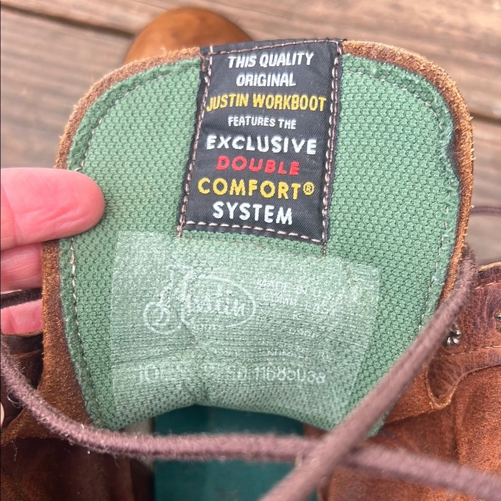 Men's Justin brown Leather Boots - Picture 3 of 5